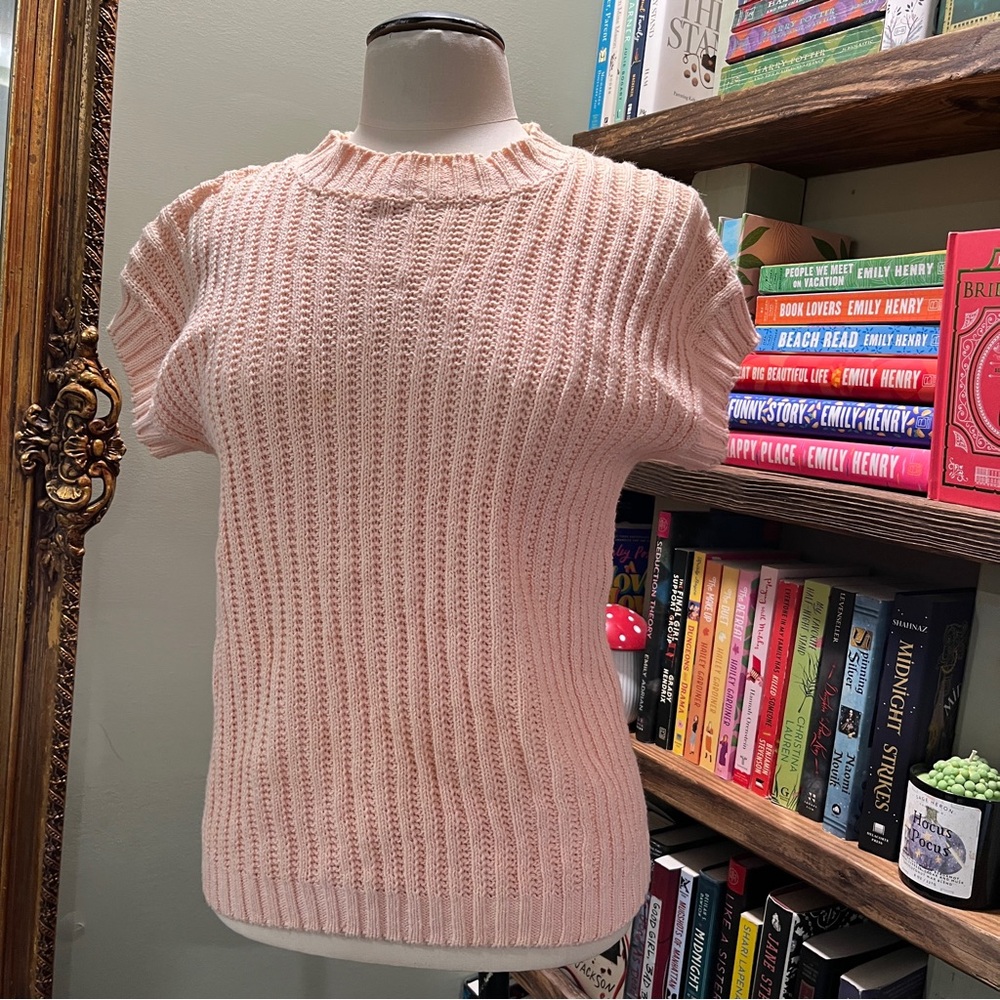 Pink Ribbed Knit Sweater
